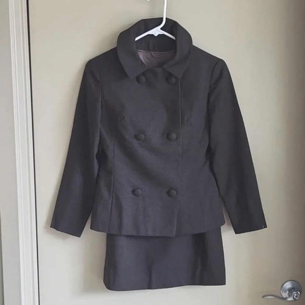 Vintage 1960s Chocolate Brown Skirt Suit